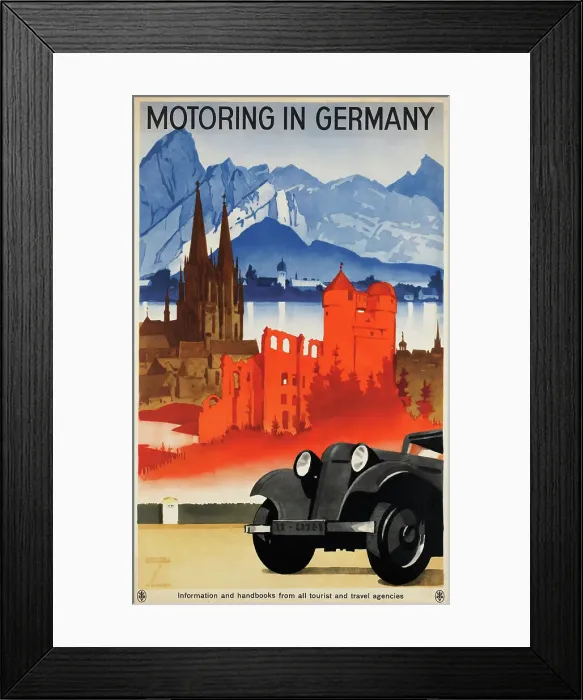 Framed Print : Motoring in Germany, 1930. Creator: Hohlwein, Ludwig (1874-1949) Framed Print : Motoring in Germany, 1930. Creator: Hohlwein, Ludwig (1874-1949)