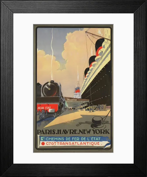 Framed Print : Paris - Havre - New York. Chemins de fer de l'Etat, c. 1930. Creator: Sébille, Albert (1874-1953) Framed Print : Paris - Havre - New York. Chemins de fer de l'Etat, c. 1930. Creator: Sébille, Albert (1874-1953)