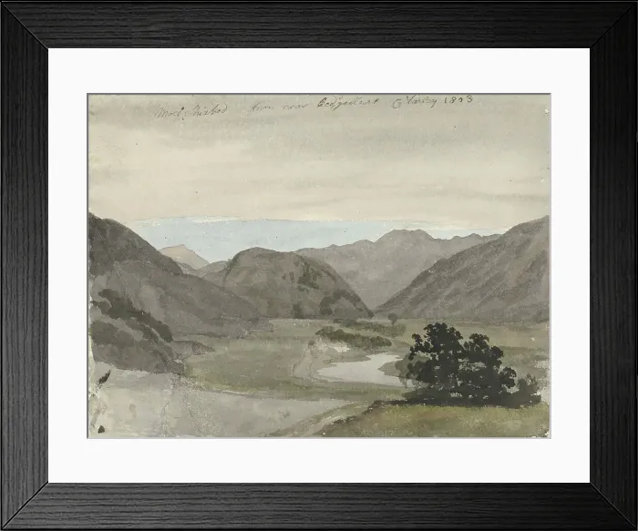 Framed Print : View of Moel Siabod from Beddgelert, North Wales, 1803. Creator: Cornelius Varley Framed Print : View of Moel Siabod from Beddgelert, North Wales, 1803. Creator: Cornelius Varley