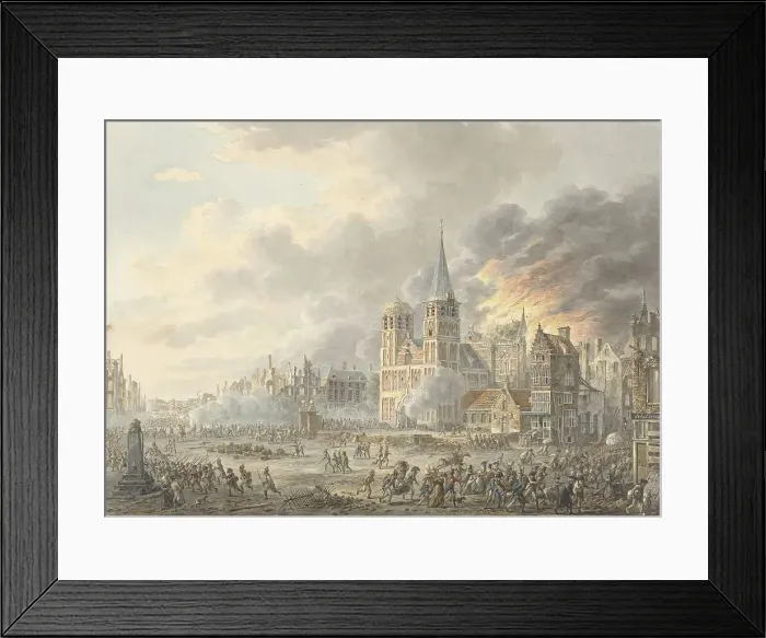 Framed Print : The capture of a city by French troops, 1801. Creator: Dirk Langendijk Framed Print : The capture of a city by French troops, 1801. Creator: Dirk Langendijk