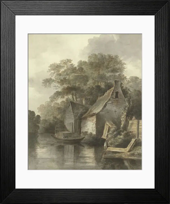 Framed Print : Houses on a canal, 1776-1821. Creator: Daniel Kerkhoff Framed Print : Houses on a canal, 1776-1821. Creator: Daniel Kerkhoff