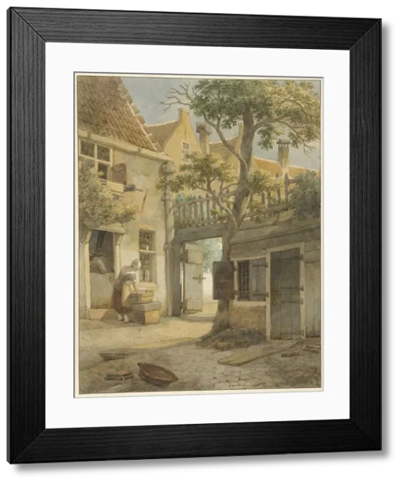 Framed Print : Courtyard in Amsterdam, 1814. Creator: Daniel Kerkhoff Framed Print : Courtyard in Amsterdam, 1814. Creator: Daniel Kerkhoff