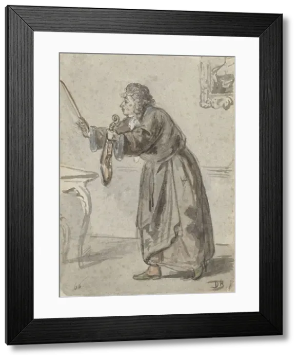 Framed Print : Standing man with violin and bow, 1866. Creator: David Joseph Bles Framed Print : Standing man with violin and bow, 1866. Creator: David Joseph Bles