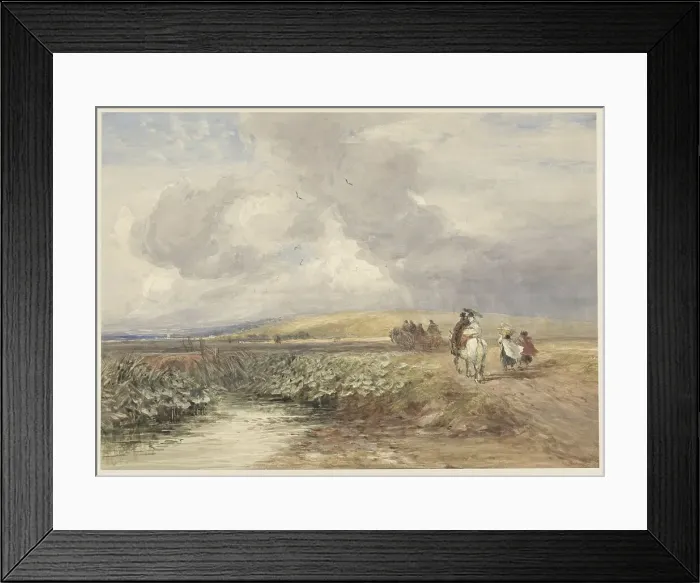 Framed Print : Landscape with travelers, 1793-1859. Creator: David Cox the Elder Framed Print : Landscape with travelers, 1793-1859. Creator: David Cox the Elder