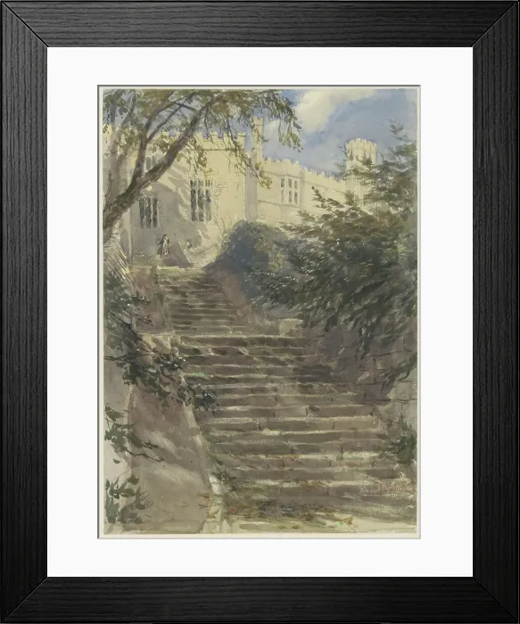 Framed Print : Garden stairs at Haddon Hall (Derbyshire), 1831-1859. Creator: David Cox the Elder