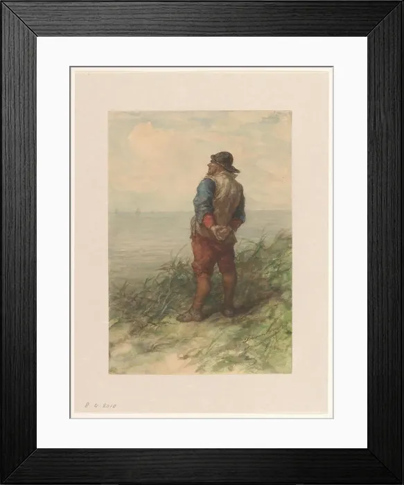 Framed Print : Sailor looking out to sea from the dunes, 1836-1892. Creator: Elchanon Verveer Framed Print : Sailor looking out to sea from the dunes, 1836-1892. Creator: Elchanon Verveer