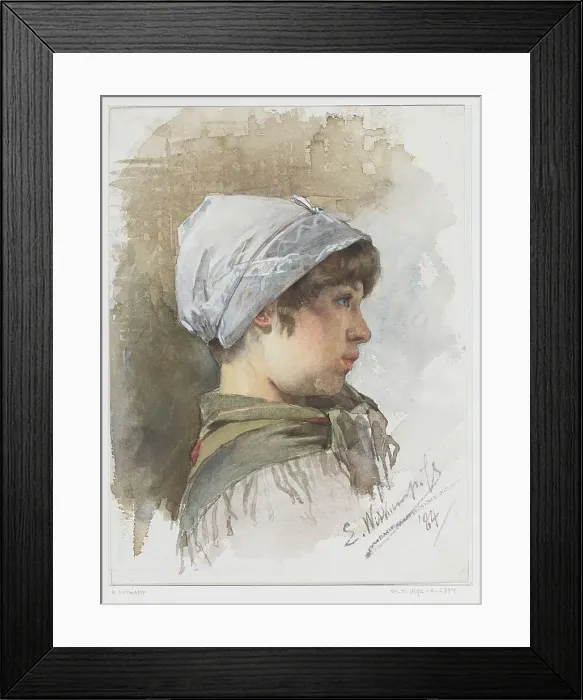 Framed Print : Study of the head of a young girl in profile, 1884. Creator: Ernst Witkamp Framed Print : Study of the head of a young girl in profile, 1884. Creator: Ernst Witkamp
