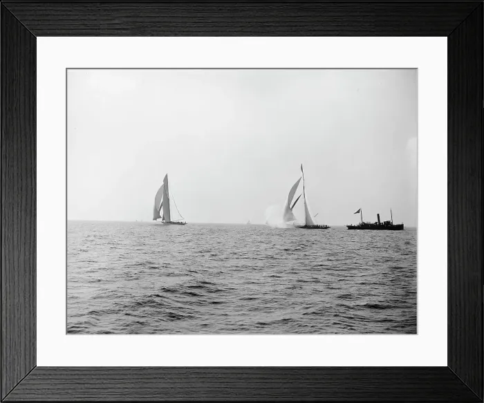 Framed Print : Columbia and Shamrock I after the start, Oct. 19, 99, 1899 Oct 19. Creator: Unknown Framed Print : Columbia and Shamrock I after the start, Oct. 19, 99, 1899 Oct 19. Creator: Unknown