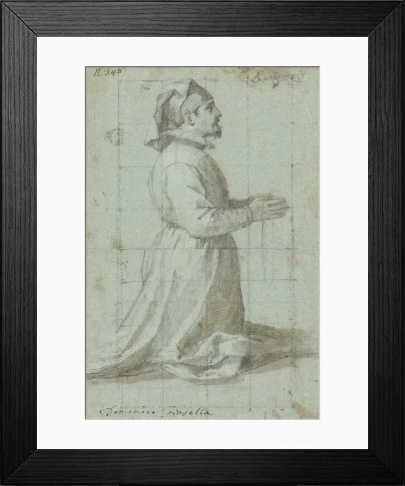 Framed Print : Kneeling founder wearing a Fraternity Cap, 1630-1639. Creator: Domenico Fiasella Framed Print : Kneeling founder wearing a Fraternity Cap, 1630-1639. Creator: Domenico Fiasella