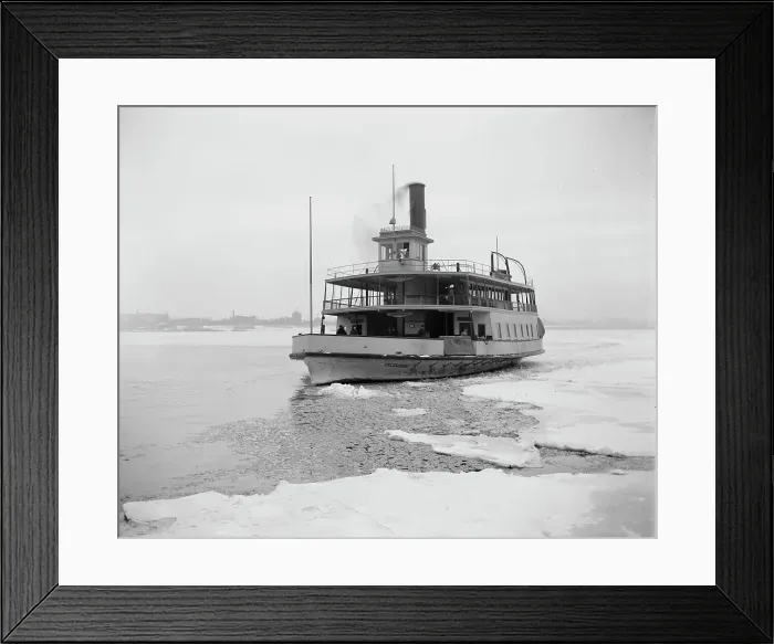 Framed Print : Detroit River ferry boat in ice, between 1880 and 1901. Creator: Unknown Framed Print : Detroit River ferry boat in ice, between 1880 and 1901. Creator: Unknown
