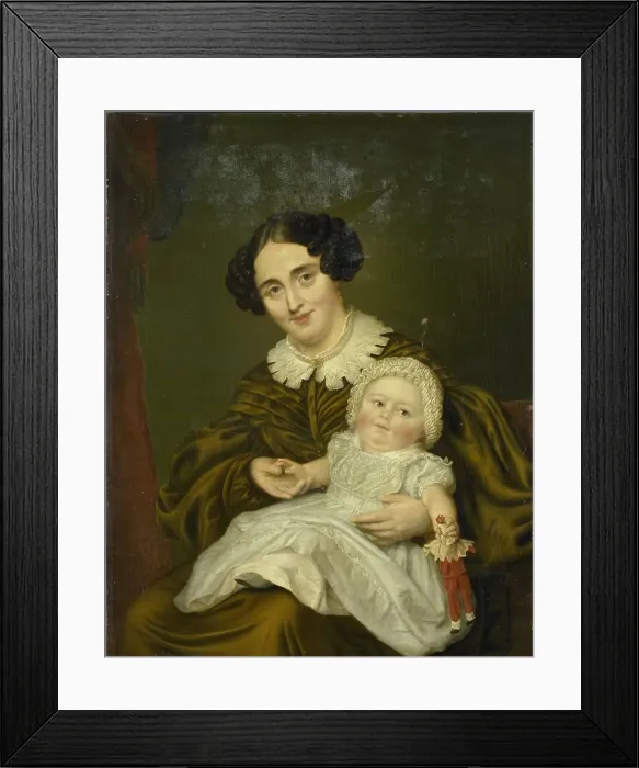 Framed Print : Mrs. Carp and her little boy, 1835-1843. Creator: Louis Moritz Framed Print : Mrs. Carp and her little boy, 1835-1843. Creator: Louis Moritz