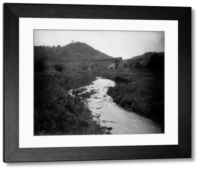 Framed Print : Rolling Stone Valley, westbound passenger train, between 1880 and 1899. Creator: Unknown Framed Print : Rolling Stone Valley, westbound passenger train, between 1880 and 1899. Creator: Unknown