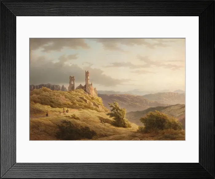 Framed Print : Mountainous Landscape with a Ruin, 1849. Creator: Louwrens Hanedoes Framed Print : Mountainous Landscape with a Ruin, 1849. Creator: Louwrens Hanedoes