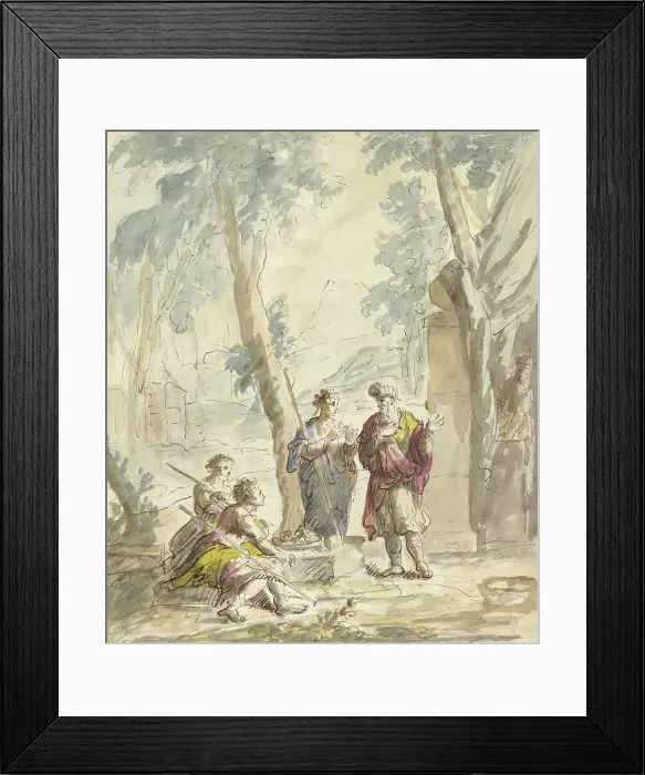 Framed Print : Abraham receives the three angels, 1677-1755. Creator: Elias van Nijmegen Framed Print : Abraham receives the three angels, 1677-1755. Creator: Elias van Nijmegen
