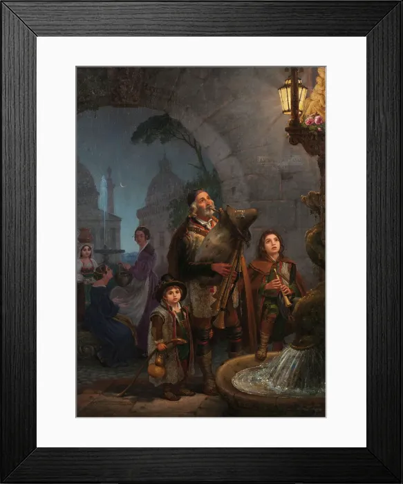 Framed Print : Street musicians at the Pantheon, 1840. Creator: Olaf Johan Sodermark