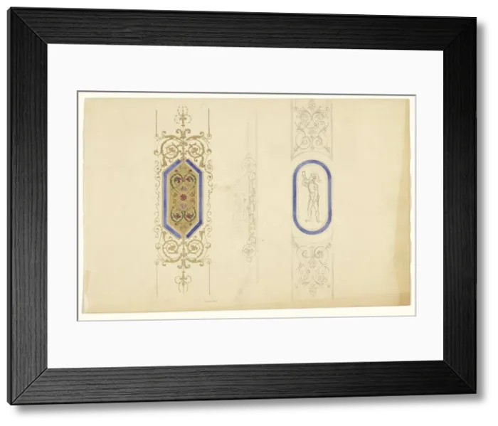 Framed Print : Three central motifs of pilasters, c.1835-c.1860. Creator: Workshop of Franz Jakob Kreuter Framed Print : Three central motifs of pilasters, c.1835-c.1860. Creator: Workshop of Franz Jakob Kreuter