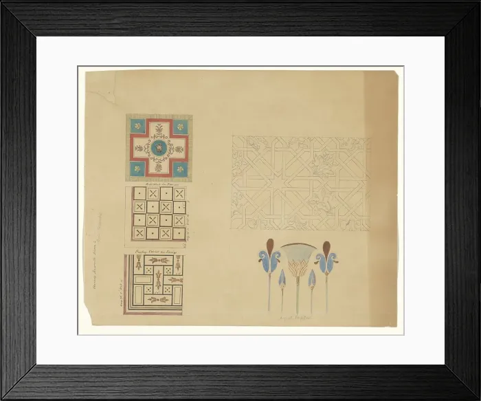 Framed Print : Carpet (?), Floors and Egyptian motifs, c.1835-c.1860. Creator: Workshop of Franz Jakob Kreuter Framed Print : Carpet (?), Floors and Egyptian motifs, c.1835-c.1860. Creator: Workshop of Franz Jakob Kreuter