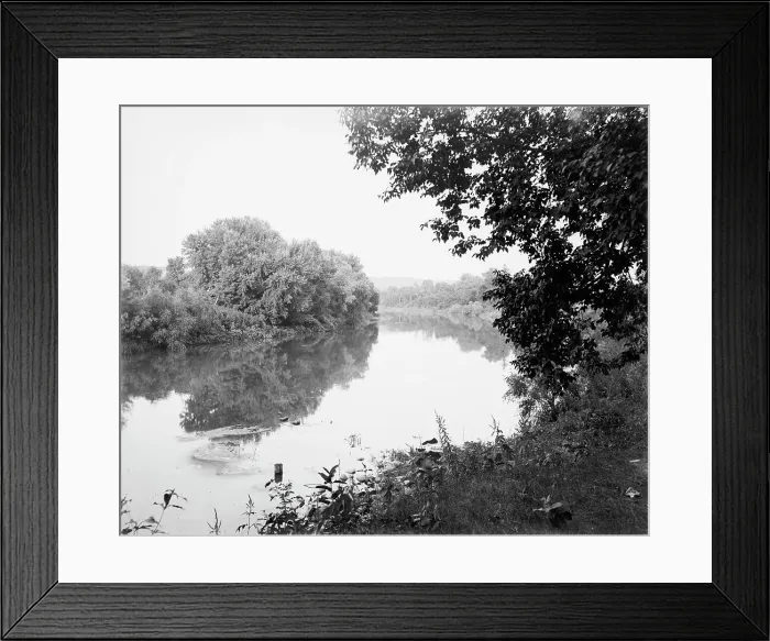 Framed Print : New Ulm, Minn. river view, reflections, between 1880 and 1899. Creator: Unknown Framed Print : New Ulm, Minn. river view, reflections, between 1880 and 1899. Creator: Unknown