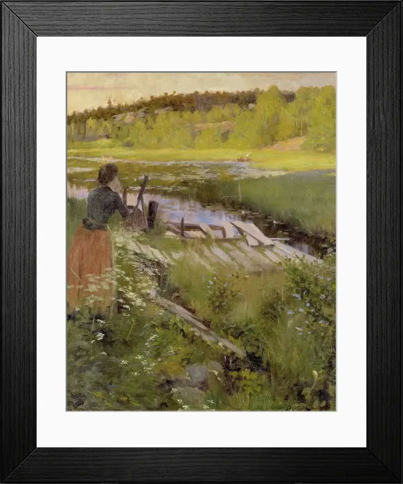 Framed Print : By the Lake. View from Balingsta, c1900s. Creator: Oscar Bjorck Framed Print : By the Lake. View from Balingsta, c1900s. Creator: Oscar Bjorck