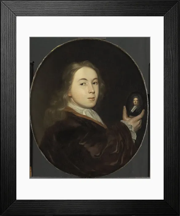 Framed Print : Johannes Bakhuysen (1683-1731). With a Miniature Portrait of his Father Ludolf, 1699-1708. Creator: Ludolf Bakhuizen Framed Print : Johannes Bakhuysen (1683-1731). With a Miniature Portrait of his Father Ludolf, 1699-1708. Creator: Ludolf Bakhuizen