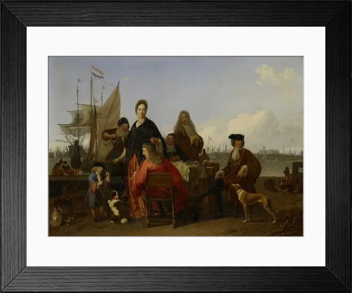 Framed Print : The Bakhuysen and de Hooghe Families dining at the Mosselsteiger (Mussel Pier) on the Y, Amsterdam, Creator: Ludolf Bakhuizen Framed Print : The Bakhuysen and de Hooghe Families dining at the Mosselsteiger (Mussel Pier) on the Y, Amsterdam, Creator: Ludolf Bakhuizen