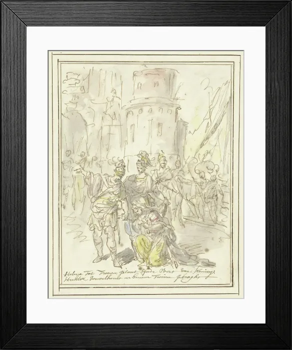 Framed Print : Helena is welcomed by Hector upon her arrival in Troy, 1677-1755. Creator: Elias van Nijmegen Framed Print : Helena is welcomed by Hector upon her arrival in Troy, 1677-1755. Creator: Elias van Nijmegen