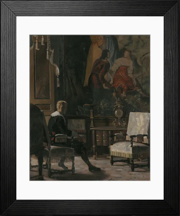 Framed Print : Gripsholm Castle, interior from the King's bedchamber, c19th century. Creator: Oscar Bjorck