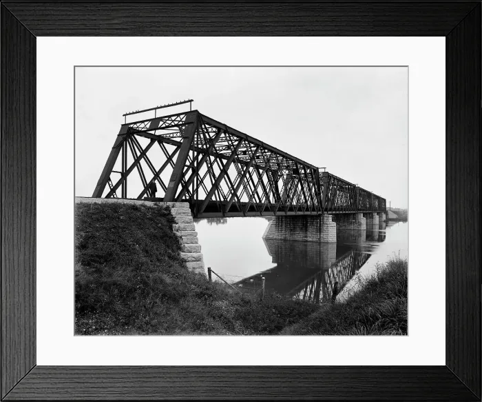 Framed Print : Bridge near Nelson, Rock River, Ill. ca 1898. Creator: Unknown Framed Print : Bridge near Nelson, Rock River, Ill. ca 1898. Creator: Unknown