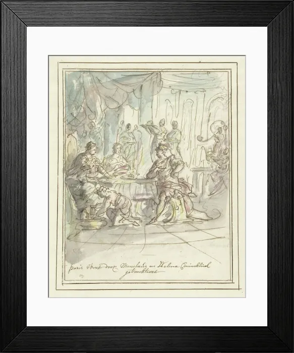 Framed Print : Paris welcomed by Menelaus and Helena, 1677-1755. Creator: Elias van Nijmegen Framed Print : Paris welcomed by Menelaus and Helena, 1677-1755. Creator: Elias van Nijmegen