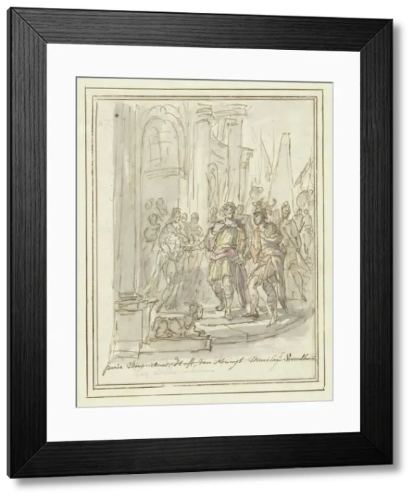 Framed Print : Paris is welcomed at the court of Menelaus, 1677-1755. Creator: Elias van Nijmegen Framed Print : Paris is welcomed at the court of Menelaus, 1677-1755. Creator: Elias van Nijmegen