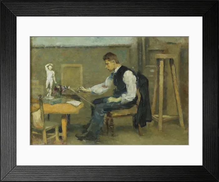 Framed Print : A Man Drawing, 1893. Creator: Otto Holmstrom Framed Print : A Man Drawing, 1893. Creator: Otto Holmstrom