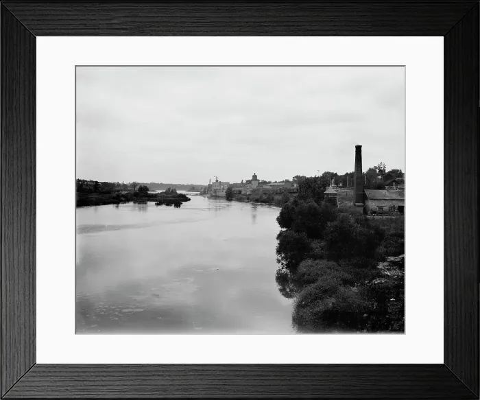 Framed Print : Looking up from Batavia, Fox River, Illinois, between 1880 and 1899. Creator: Unknown Framed Print : Looking up from Batavia, Fox River, Illinois, between 1880 and 1899. Creator: Unknown