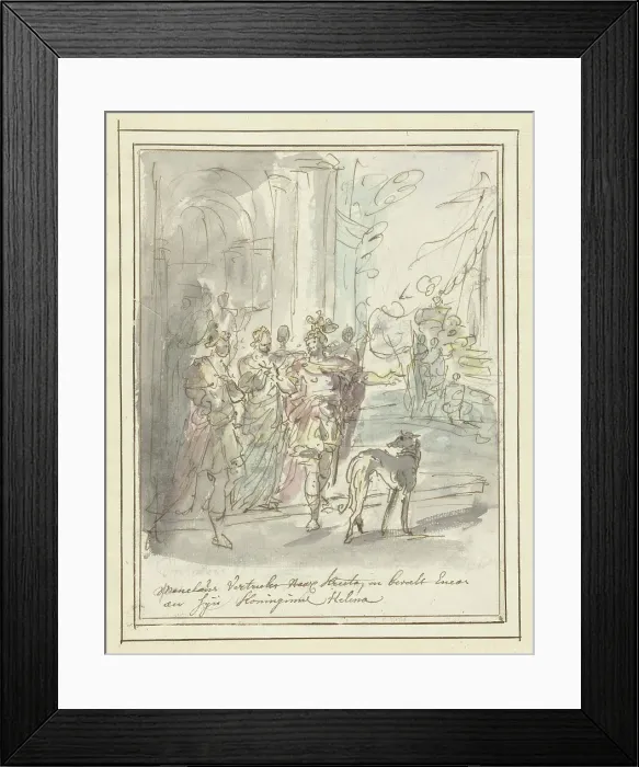 Framed Print : Menelaus leaves for Crete and commends Aeneas to Helena, 1677-1755. Creator: Elias van Nijmegen Framed Print : Menelaus leaves for Crete and commends Aeneas to Helena, 1677-1755. Creator: Elias van Nijmegen