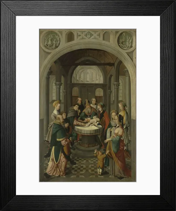 Framed Print : Panel of an Altarpiece with Circumcision of Christ, on verso is Resurrection of Christ, c.1520-c.153 Creator: Master of Alkmaar Framed Print : Panel of an Altarpiece with Circumcision of Christ, on verso is Resurrection of Christ, c.1520-c.153 Creator: Master of Alkmaar