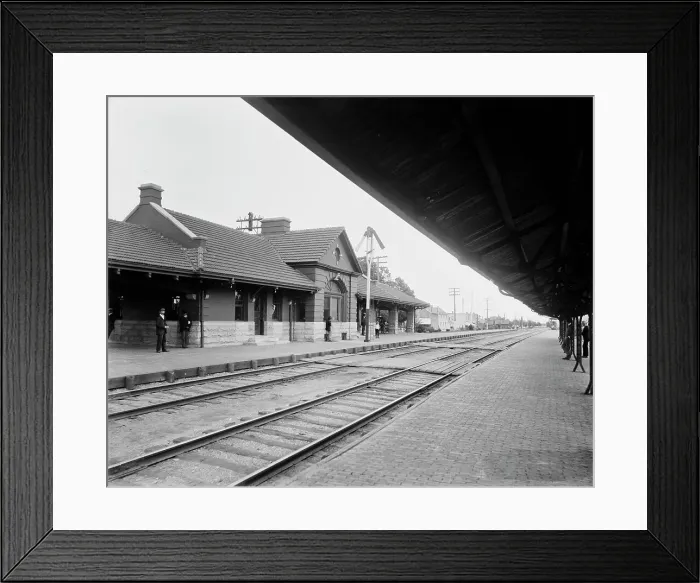 Framed Print : Chicago & North Western Railway station, Elmhurst, Ill. between 1880 and 1899. Creator: Unknown. Chicago & North Western Railway station, Elmhurst, Ill. between 1880 and 1899. Creator: Unknown Framed Print : Chicago & North Western Railway station, Elmhurst, Ill. between 1880 and 1899. Creator: Unknown. Chicago & North Western Railway station, Elmhurst, Ill. between 1880 and 1899. Creator: Unknown