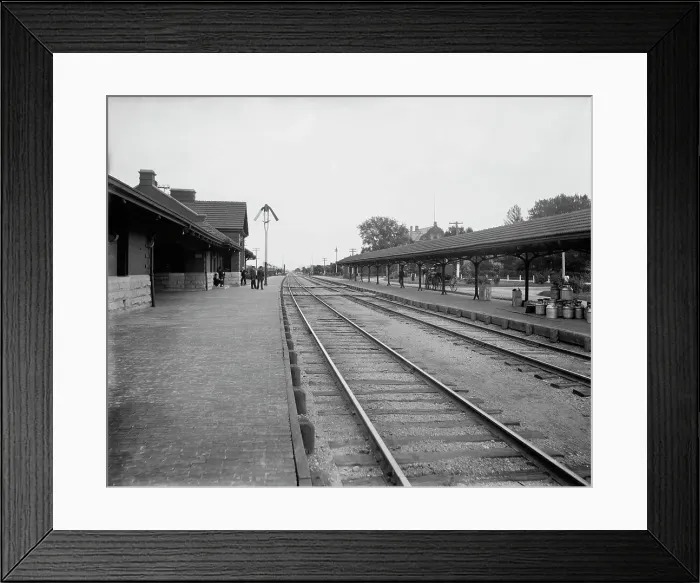 Framed Print : Chicago & North Western Railway station, Elmhurst, Ill. between 1880 and 1899. Creator: Unknown. Chicago & North Western Railway station, Elmhurst, Ill. between 1880 and 1899. Creator: Unknown Framed Print : Chicago & North Western Railway station, Elmhurst, Ill. between 1880 and 1899. Creator: Unknown. Chicago & North Western Railway station, Elmhurst, Ill. between 1880 and 1899. Creator: Unknown