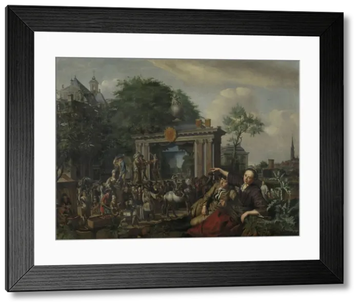 Framed Print : Open-air theatre performance, 1670-1698. Creator: Matthys Naiveu Framed Print : Open-air theatre performance, 1670-1698. Creator: Matthys Naiveu