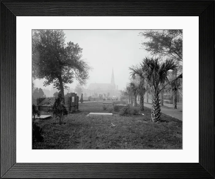Framed Print : Old Colonial Cemetery, Savannah, Ga. c1900. Creator: Unknown Framed Print : Old Colonial Cemetery, Savannah, Ga. c1900. Creator: Unknown