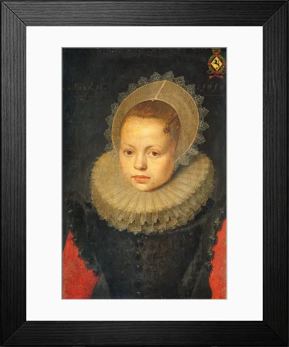 Framed Print : Portrait of Corvina Hezenbroek van Hofdijck (1602-67), 1618. Creator: Workshop of Michiel Jansz van Mierevelt Framed Print : Portrait of Corvina Hezenbroek van Hofdijck (1602-67), 1618. Creator: Workshop of Michiel Jansz van Mierevelt