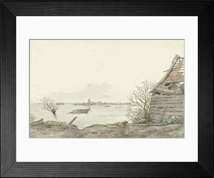 Framed Print : View of the flooded Ransdorp, February 1825. Creator: Gerrit Lamberts Framed Print : View of the flooded Ransdorp, February 1825. Creator: Gerrit Lamberts