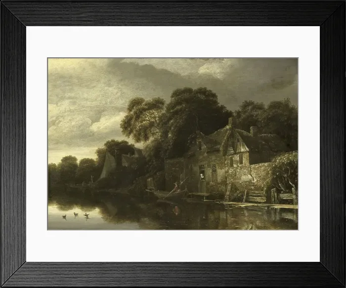 Framed Print : Old Cottage on the Water, 1656. Creator: Michiel van Vries Framed Print : Old Cottage on the Water, 1656. Creator: Michiel van Vries