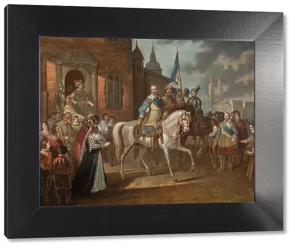 Gustav II Adolf of Sweden Bids Farewell to his Consort, Maria Eleonora i Erfurt.1838. Creator: Peter Lindhberg