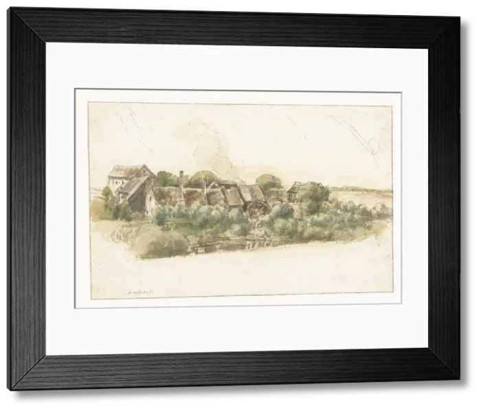 Framed Print : View of a few houses and a water mill between trees, 1633-1687. Creator: Gillis Neyts Framed Print : View of a few houses and a water mill between trees, 1633-1687. Creator: Gillis Neyts