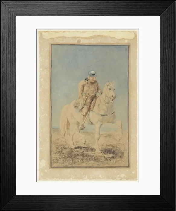 Framed Print : Knight on a horse, 1843-1909. Creator: Ferdinand Ernst Lintz Framed Print : Knight on a horse, 1843-1909. Creator: Ferdinand Ernst Lintz