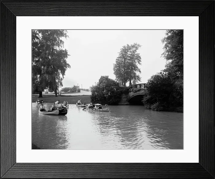 Framed Print : Bridge entrance from canal, Belle Isle Park, Detroit, Mich. between 1900 and 1910. Creator: Unknown Framed Print : Bridge entrance from canal, Belle Isle Park, Detroit, Mich. between 1900 and 1910. Creator: Unknown
