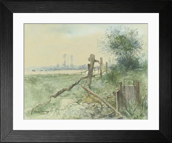 Framed Print : Meadow landscape with canal, 1904. Creator: Floris Arntzenius Framed Print : Meadow landscape with canal, 1904. Creator: Floris Arntzenius