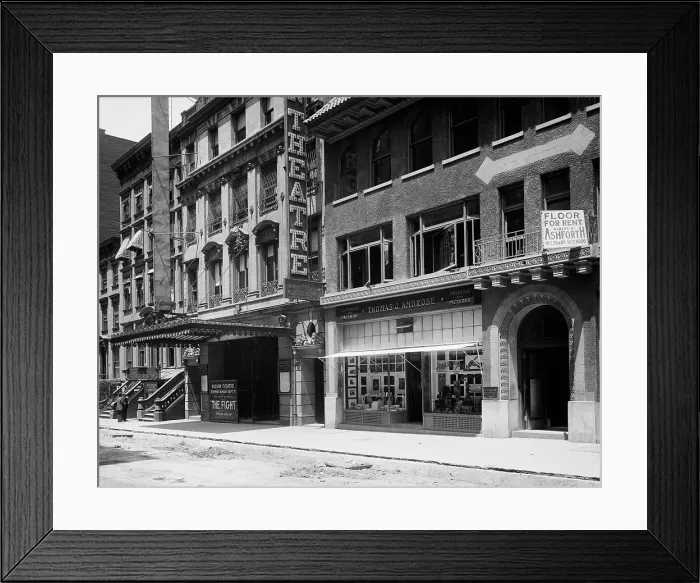 Framed Print : Hudson Theatre and the Quality Shop, New York, N.Y. between 1900 and 1910. Creator: Unknown Framed Print : Hudson Theatre and the Quality Shop, New York, N.Y. between 1900 and 1910. Creator: Unknown