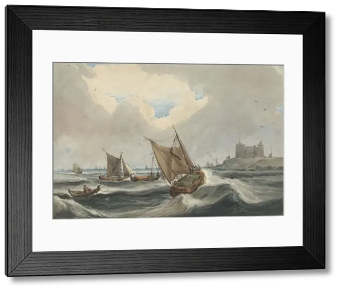 Framed Print : Ships at the port of Vlissingen, 1814. Creator: Francois Louis Thomas Francia Framed Print : Ships at the port of Vlissingen, 1814. Creator: Francois Louis Thomas Francia