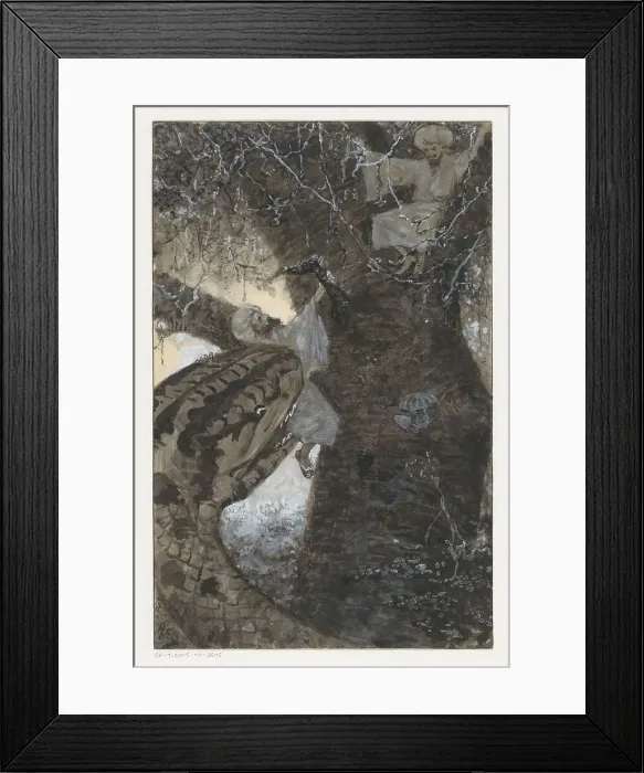 Framed Print : Man in a tree is grabbed by a snake, 1910 or earlier. Creator: Louwerse, H.C Framed Print : Man in a tree is grabbed by a snake, 1910 or earlier. Creator: Louwerse, H.C