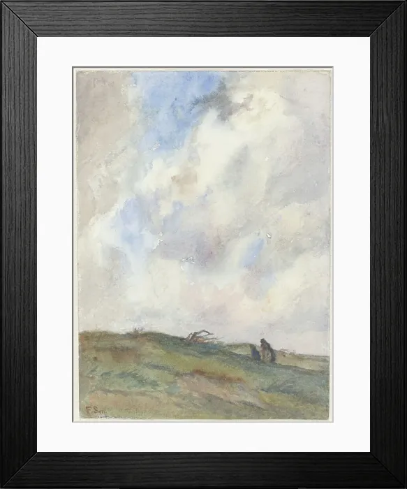 Framed Print : Dune landscape in a storm with two figures, 1872-1944. Creator: Frans Smissaert Framed Print : Dune landscape in a storm with two figures, 1872-1944. Creator: Frans Smissaert